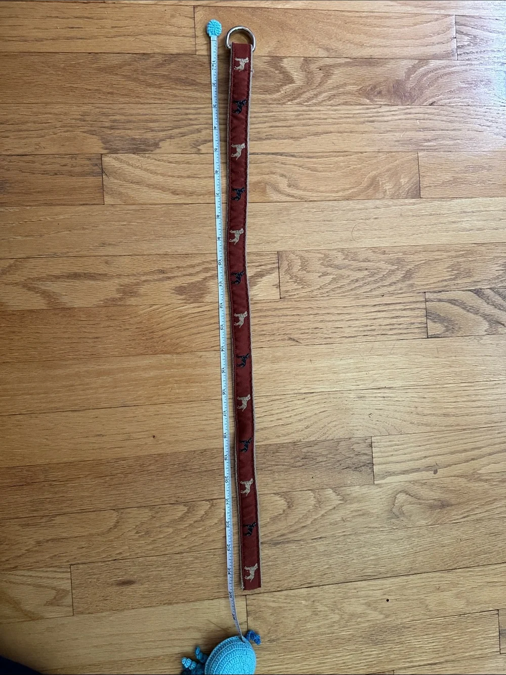 Kids Red Fabric D-Ring Belt with Dog Motif